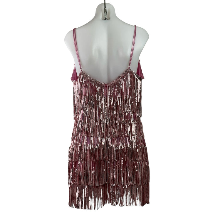 NEW Fashion Nova After Party Pink Sleeveless Cami Camisole Sequin Mini Dress 1X