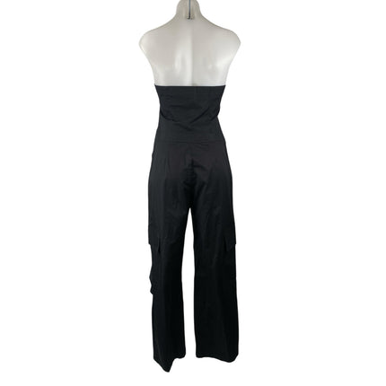 Zara Women's Black Sleeveless Tube Bandeau Wide Leg One Piece Jumpsuit Romper M