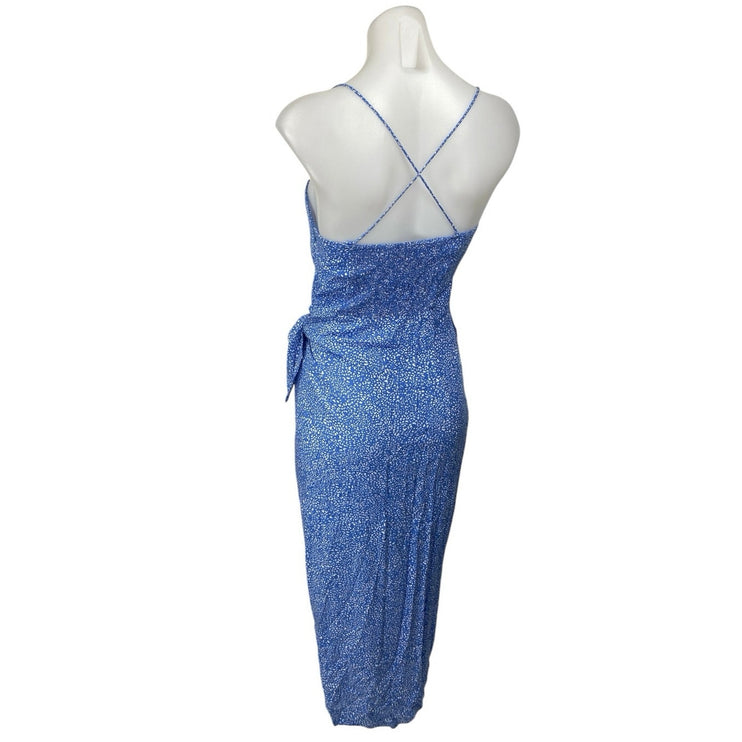 Zara Blue Sleeveless Corset Bustier Knot Slit Cami Tank Sheath Midi Dress Size M