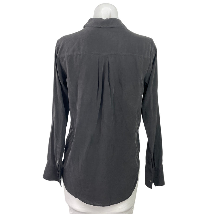 Everlane Women's Black Collared Casual Long Sleeve Button Down Shirt Top Size M