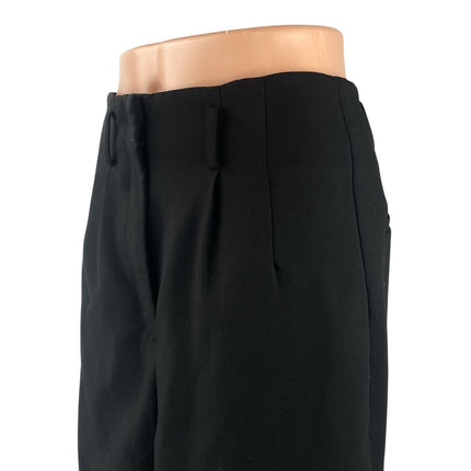 Zara Black Pleated High Rise Loose Straight Wide Leg Trousers Dress Pants Size S