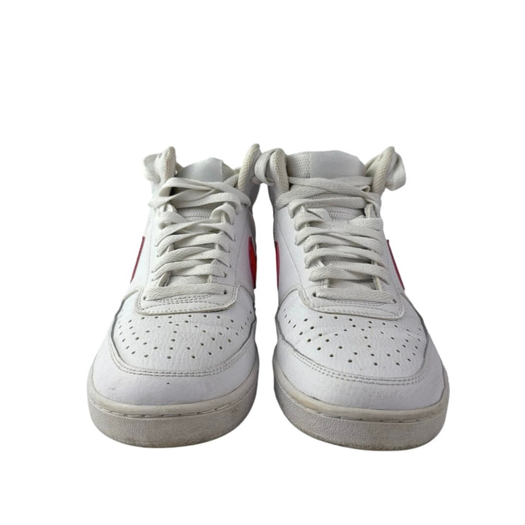 Nike Court Vision Women's White Red Leather Lace Up Mid Top Athletic Sneakers 10