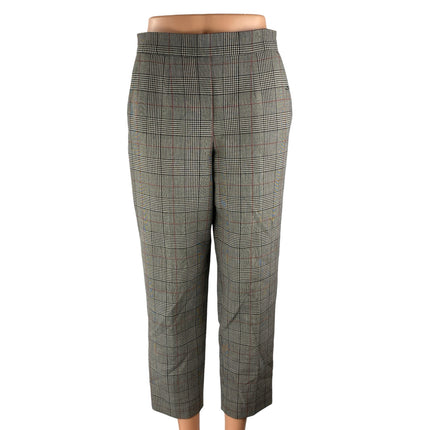 Aritzia Babaton Women's Gray Plaid High Waisted Straight Leg Trousers Pants Sz 4