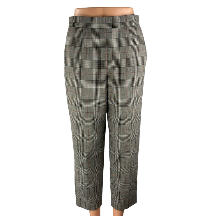Aritzia Babaton Women's Gray Plaid High Waisted Straight Leg Trousers Pants Sz 4