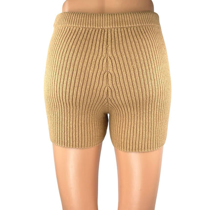 Reformation Sanzo Women's Tan Ribbed Knit High Rise Mini Lounge Shorts Size XS