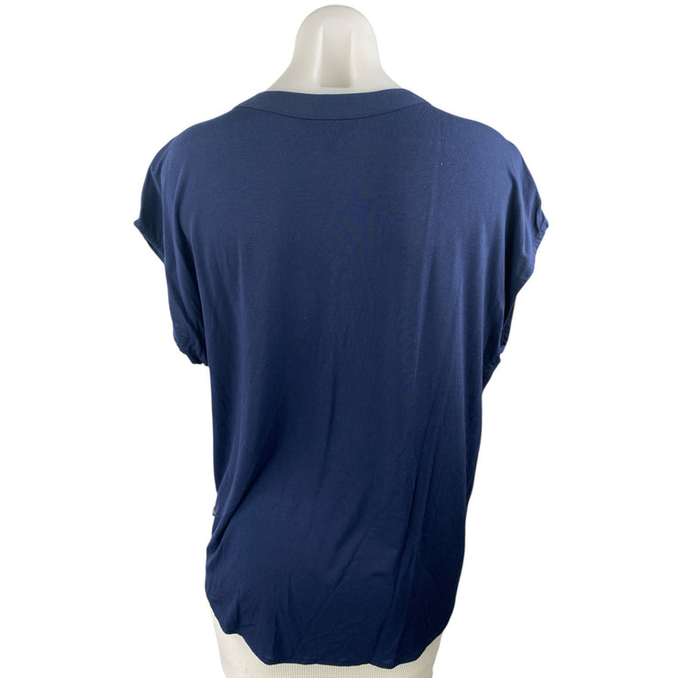 Banana Republic Women's Navy Blue Drop Sleeve V Neck Shirt Blouse Top Size M