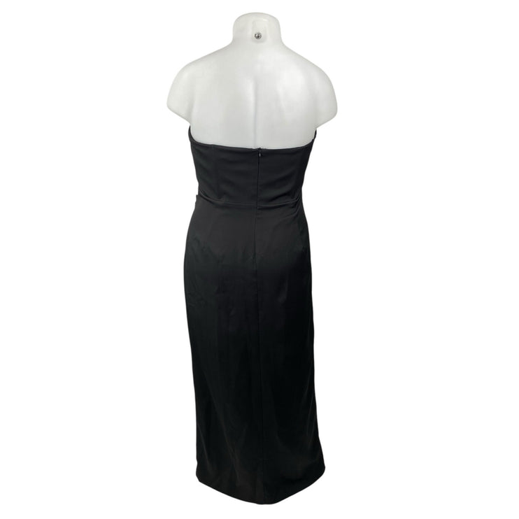 NEW Showpo Oriella Panelled Thigh Split Strapless Bandeau Maxi Bodycon Dress 14