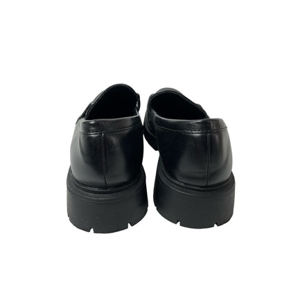 Vera Creation Black Vegan Leather Round Toe Chunky Platform Loafer Shoes 7 1/2