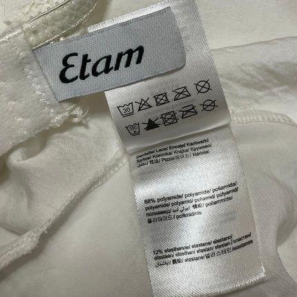 Etam Women's White Sleeveless Lace Chiffon Babydoll Camisole Nightgown Dress M