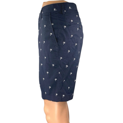 H&M Men's Navy Blue White Palm Tree Khaki Chino Bermuda Casual Shorts Size 32
