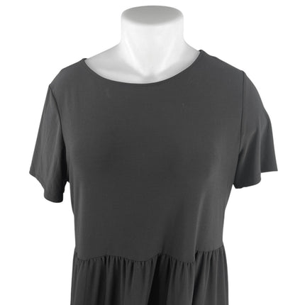 Nicole Miller Women's Black Short Sleeve T Shirt Tiered Mini Dress Size XL