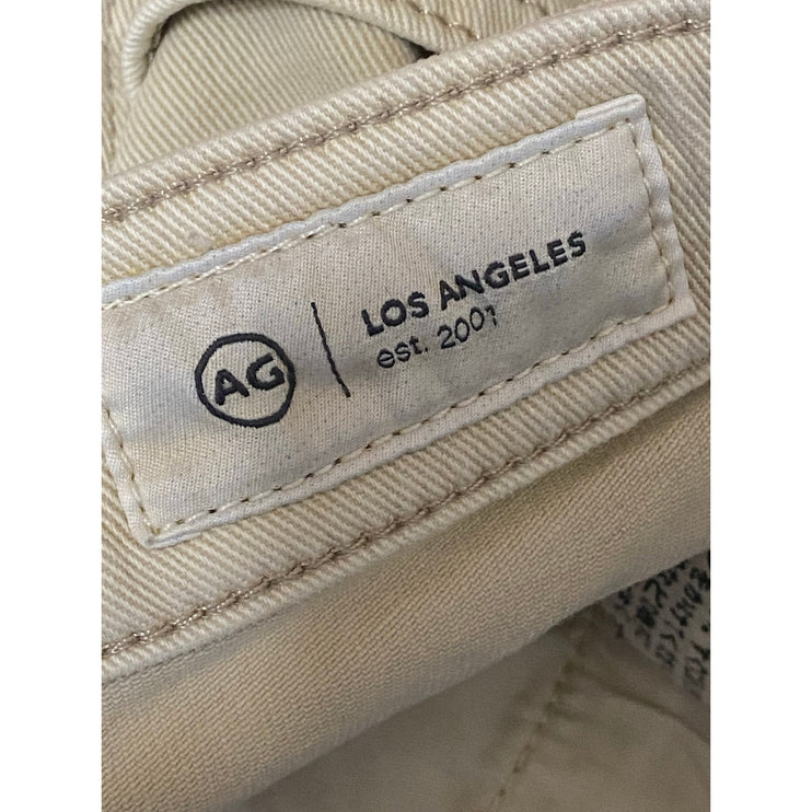 Adriano Goldschmied Beige High Waist Frayed Hem Palazzo Wide Leg Denim Jeans 29