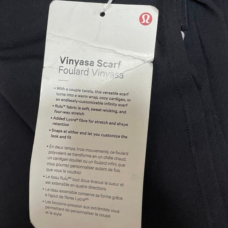 NWT Lululemon Vinyasa Women's Black Sweat Wicking Shawl Wrap Neck Scarf Size OS