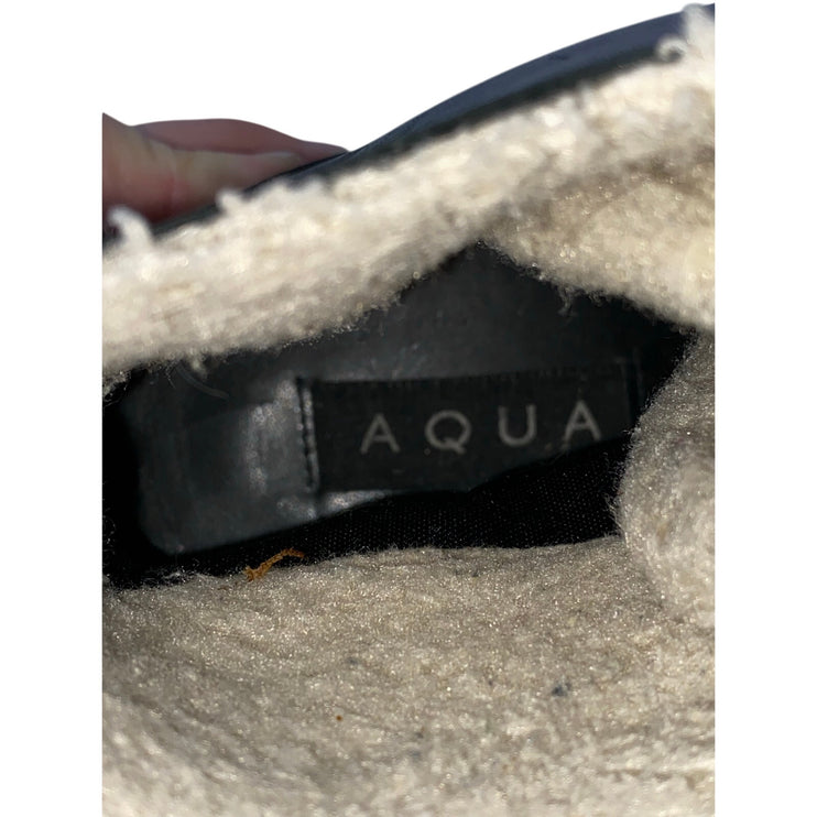 Aqua Miranda Women's Black Lace Up Round Toe Lug Sole Faux Fur Hiker Boots 8