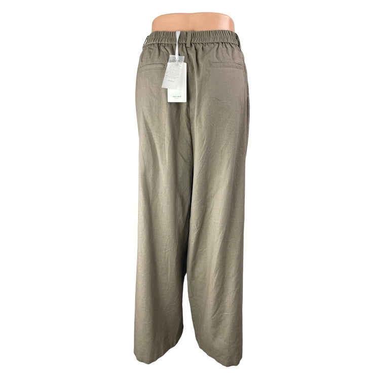 NEW Grace Karin Women's Brown High Elastic Waist Pleated Trousers Dress Pants L