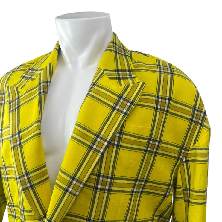 ASOS Men's Yellow Plaid Peak Lapel Long Sleeve Blazer Sports Suit Jacket Size 36