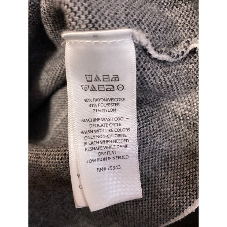 Tahari Women's White Windowpane Plaid Mock Neck Long Sleeve Sweater Top Size M