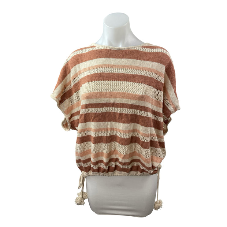 Anthropologie Womens Multicolor Striped Knit Side Tie Boho Poncho Sweater Top OS