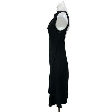 Elie Tahari Black Sleeveless Draped Open Back Cocktail Midi Sheath Dress Size M