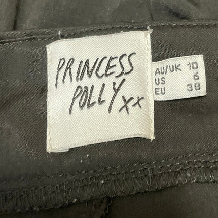 Princess Polly Black High Waist Pleated Straight Tailored Trouser Dress Pants 6