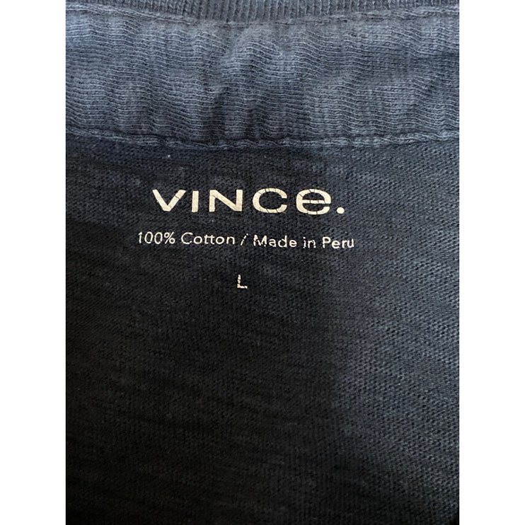 Vince Men's Navy Blue Collared Button Short Sleeve Cotton Golf Polo Shirt Top L