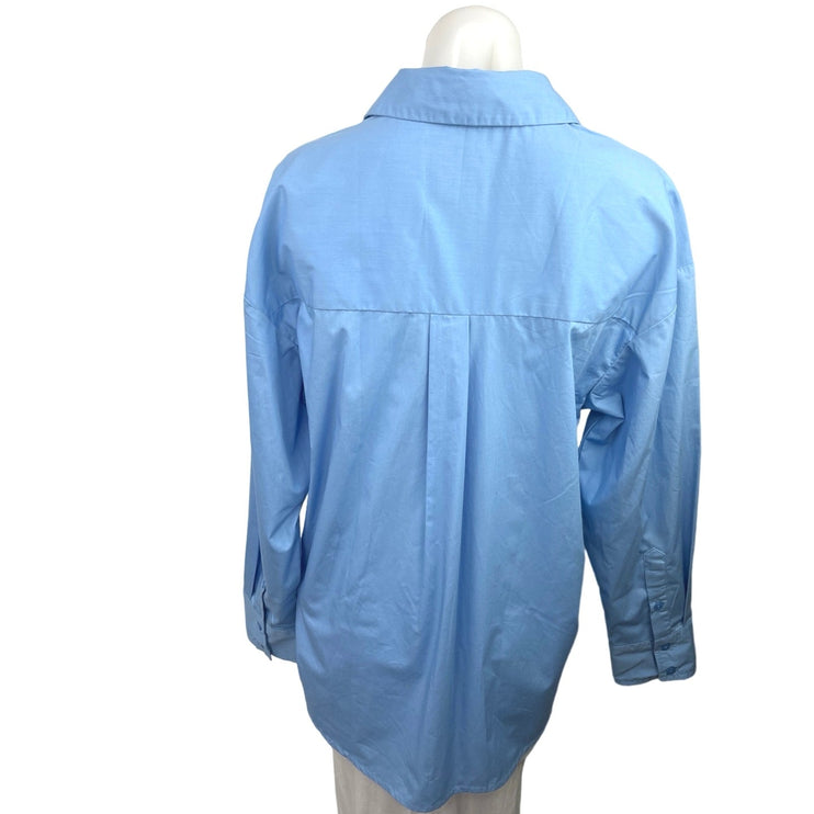 Abercrombie & Fitch Blue Collared Long Cuffed Sleeve Oversized Shirt Top Size S