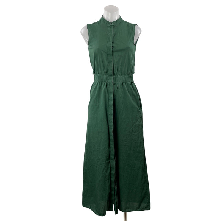 COS Green Sleeveless Cutout Waist Button Down A Line Maxi Shirt Dress Size 2