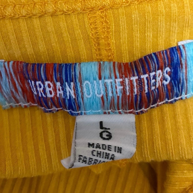 Urban Outfitters Yellow Mustard Sleeveless Ribbed Knit Square Tank Crop Top L
