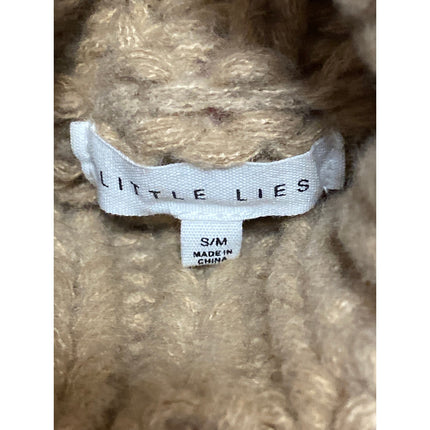 Little Lies Women's Tan Argyle Turtleneck Long Sleeve Knit Sweater Top Size S/M