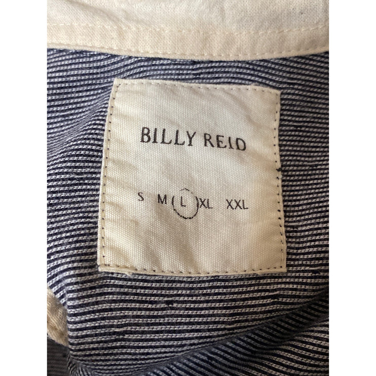 Billy Reid Men's Gray Patterned Collared Short Sleeve Classic Polo Shirt Top L