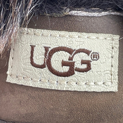 UGG Ellee Kids Brown Faux Fur Leather Buckel Strap Round Toe Ankle Boots Size 5