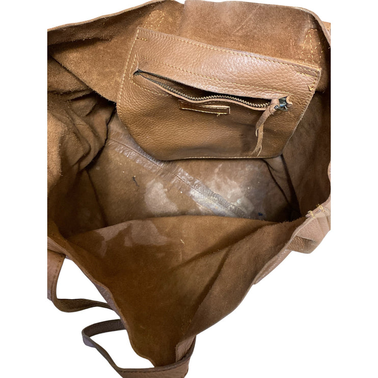 ACS CUYANA Brown Vegan Leather Slouchy Textured Shoulder Straps Tote Handbag OS