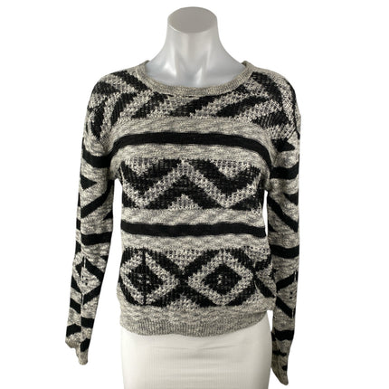 Forever 21 XXI Women's Gray Black Geometric Long Sleeve Knit Sweater Top Size S