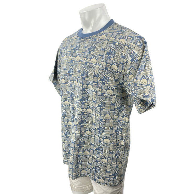 Intune Men's Blue Abstract Geometric Short Sleeve Crew Neck T Shirt Tee Top Sz M