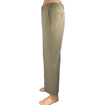 Tallia Men's Beige Tan Khaki Wool Straight Pleated Trousers Dress Pants Size 32