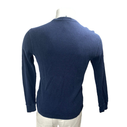 POLO Ralph Lauren Men's Blue Waffle Knit Long Sleeve Sweatshirt Sweater Top Sz M