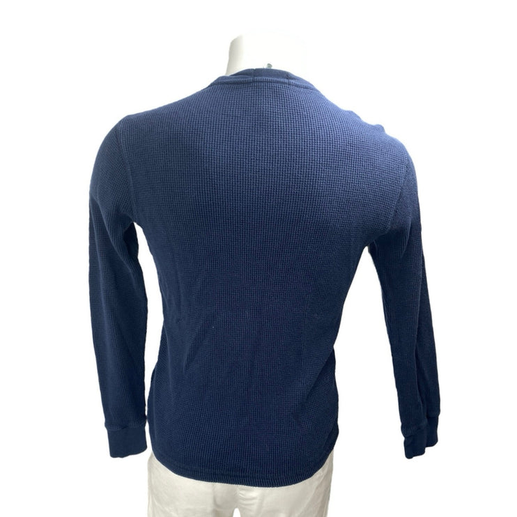 POLO Ralph Lauren Men's Blue Waffle Knit Long Sleeve Sweatshirt Sweater Top Sz M