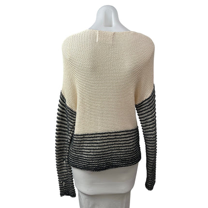 Sloane Rouge Women's Color Block Crochet V Neck Dolman Sleeve Boho Sweater Top S