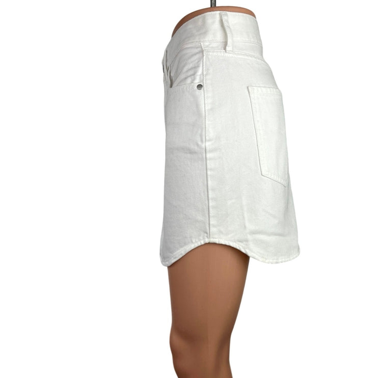 Express White Cotton Denim High Waisted Pocket Straight Mini Skirt Size 2