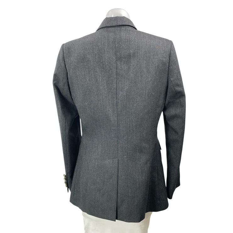 Zara Women's Gray 100% Wool Notch Lapel Long Sleeve Blazer Coat Jacket Size M