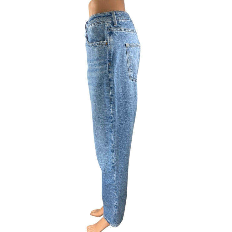 Zara Women's Blue Light Wash High Waisted Tapered Leg Mom Denim Jeans Size 8