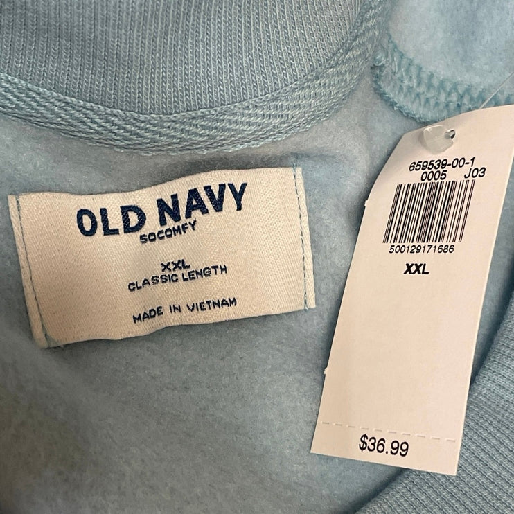 NEW Old Navy So Comfy Blue Embroidered Floral Long Sleeve Sweater Sweatshirt XXL