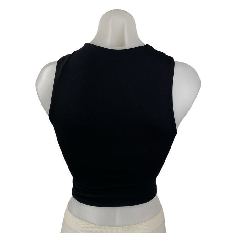 Aritzia Babaton Women's Black Crew Neck Sleeveless Slim Fit Crop Tank Top Sz XS