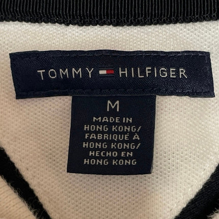 Tommy Hilfiger Women's Black Pink Short Sleeve Striped Polo Shirt Top Size M