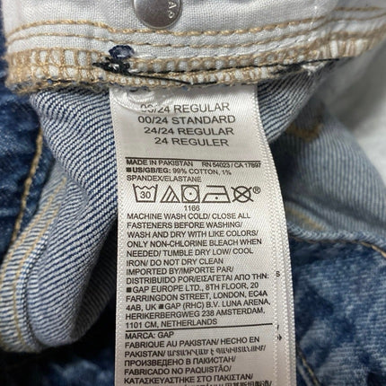 GAP 90's Loose Women's Blue Mid Rise Straight Leg Slim Denim Jeans Pants Size 24