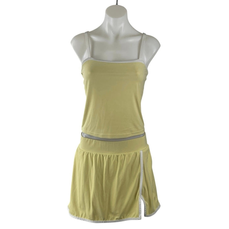 All in Motion Yellow Cami Tank Top A-Line Skort Skirt Athletic Activewear Set M