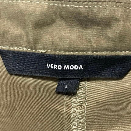 Vero Moda Women's Green Belted Tie Waist Collar Long Sleeve Trench Coat Jacket L