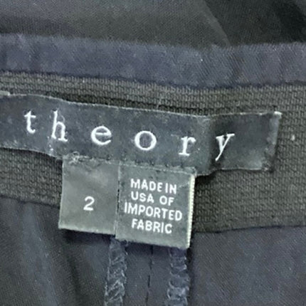 Theory Black Mid Rise Skinny Elastic Waist Pull On Crop Trousers Pants Size 2