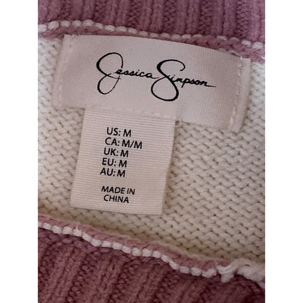 Jessica Simpson Women's Pink White Stripe Long Sleeve Sweatshirt Sweater Top M