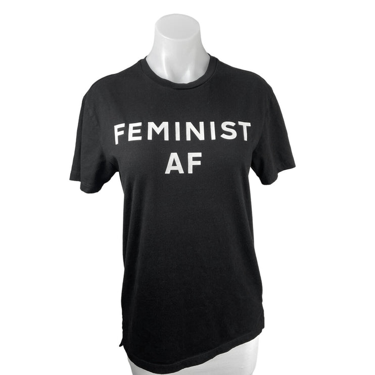 Jonathan Simkhai Black Feminist AF Short Sleeve Crew Neck T-Shirt Top Size XS